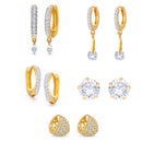 Gold Plated Hoop, Stud & Drop Earring Combo Set of 5 Pairs for Women & Girls