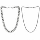 Silver Plated Snake & Cuban Link Chain Combo for Men & Boys