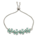 ZENEME Set of 3 Rhodium Plated AD Five-Petal Crystal Blossom Necklace Set & Bracelet Jewellery Set For Women & Girls Silver Toned