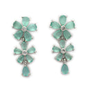 ZENEME Set of 3 Rhodium Plated AD Five-Petal Crystal Blossom Necklace Set & Bracelet Jewellery Set For Women & Girls Silver Toned