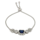 ZENEME Set of 3 Rhodium Plated AD Rectangular Halo Paisley Fringe Necklace Set & Wraparound Bracelet Jewellery Set For Women & Girls Silver Toned