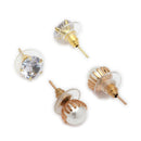 Gold Plated Pearl & Crystal Charm Stud Earrings Set of 2 Pairs for Women & Girls