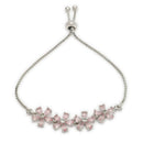 ZENEME Set of 3 Rhodium Plated AD Floral Fringe Bracelets & Necklace Set Jewellery Set For Women & Girls Silver Toned