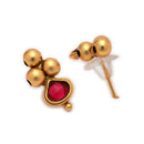 ZENEME Gold Plated Temple Necklace Earrings Set for Women Traditional Temple Heart Motif with Red & Green Gold Toned CZ Stones Jewellery Set For Girls