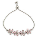 ZENEME Set of 3 Rhodium Plated AD Marquise Floral Garland Necklace Set & Bracelet Jewellery Set For Women & Girls Silver Toned
