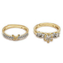 Set of 2 Gold Plated AD Celestial Sparkle Adjustable Ring Combo for Women & Girls