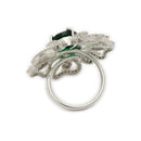 Rhodium Plated AD Green Crystal Statement Adjustable Ring for Women & Girls