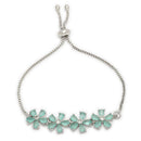 ZENEME Set of 3 Rhodium Plated AD Floral Fringe Bracelets & Necklace Set Jewellery Set For Women & Girls Silver Toned