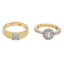Set of 2 Gold Plated AD Floral Halo Adjustable Ring Combo for Women & Girls