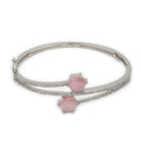 ZENEME Set of 3 Rhodium Plated AD Floral Fringe Bracelets & Necklace Set Jewellery Set For Women & Girls Silver Toned
