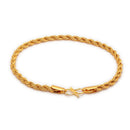 Gold Plated Anti-Tarnish Twisted Rope Link Bracelet for Men & Boys