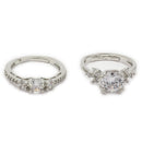 Set of 2 Rhodium Plated AD Shimmer Leaf Adjustable Ring Combo for Women & Girls