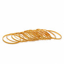 ZENEME Set of 16 Gold Plated Wavy Textured Line Bangles for Women & Girls