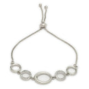 ZENEME Set of 3 Rhodium Plated AD Floral Fringe Bracelets & Necklace Set Jewellery Set For Women & Girls Silver Toned