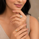 Set of 2 Gold Plated AD Floral Halo Adjustable Ring Combo for Women & Girls