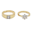 Set of 2 Gold Plated AD Luxe Halo Adjustable Ring Combo for Women & Girls