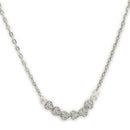 ZENEME Set of 2 Silver Plated AD Pavé Leaf Cluster Link Necklace & Bracelet Combo Jewellery Set For Women & Girls Silver Toned