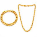 Gold Plated Bold Gold Cuban Link Chain & Bracelet Set for Men & Boys