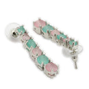 ZENEME Set of 3 Silver Plated AD Pastel Rainbow Tennis Necklace Set & Bracelet Jewellery Set For Women & Girls