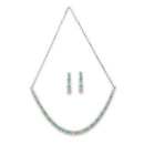 ZENEME Set of 3 Silver Plated AD Pastel Rainbow Tennis Necklace Set & Bracelet Jewellery Set For Women & Girls