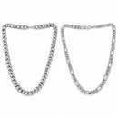 Silver Plated Chunky Cuban & Curb Link Chain Combo for Men & Boys