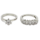 Set of 2 Rhodium Plated AD Sparkling Blossom Adjustable Ring Combo for Women & Girls