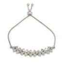 ZENEME Set of 3 Rhodium Plated AD Marquise Petal Floral Vine Necklace Set & Bracelet Jewellery Set For Women & Girls Silver Toned