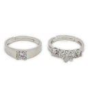 Set of 2 Rhodium Plated AD Luxe Crystal Adjustable Ring Combo for Women & Girls