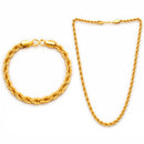 Gold Plated Sleek Gold Twisted Rope Link Chain & Bracelet Set for Men & Boys