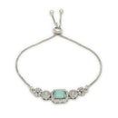 ZENEME Set of 3 Rhodium Plated AD Emerald-Cut Leaf Fringe Necklace Set & Wraparound Bracelet Jewellery Set For Women & Girls Silver Toned