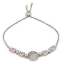 ZENEME Set of 3 Rhodium Plated AD Floral Fringe Bracelets & Necklace Set Jewellery Set For Women & Girls Silver Toned
