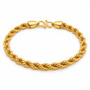 Gold Plated Anti-Tarnish Twisted Rope Link Bracelet for Men & Boys