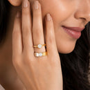 Set of 2 Gold Plated AD Luxe Halo Adjustable Ring Combo for Women & Girls