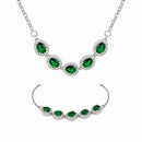 ZENEME Set of 2 Rhodium Plated AD Pear-Cut Halo Swirl Tennis Necklace & Bracelets Combo Jewellery Set For Women & Girls Silver Toned