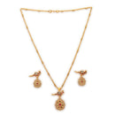 ZENEME Gold Plated Brass Pearl Bead Floral Pendant Set for Women & Girls