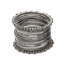Gold, Silver & Black Toned Classic Intricate Textured Bangles Jewellery Set (Combo Of Set Of 3)