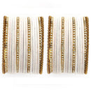 Zeneme Gold-Plated Matte Finish Lavender Velvet Cz Studded Bangles Set Of 36