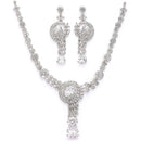 Rhodium Plated Silver Toned White American Diamond Studded Jewellery SeT