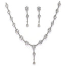 Rhodium Plated Silver Toned Circle Shaped White American Diamond Studded Jewellery Set