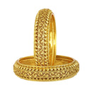 Set Of 4 Gold-Toned Textured Bangles