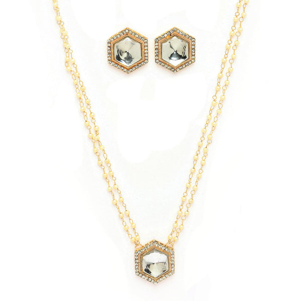 Gold Plate Kundan & Pearl Studded Jewellery Set