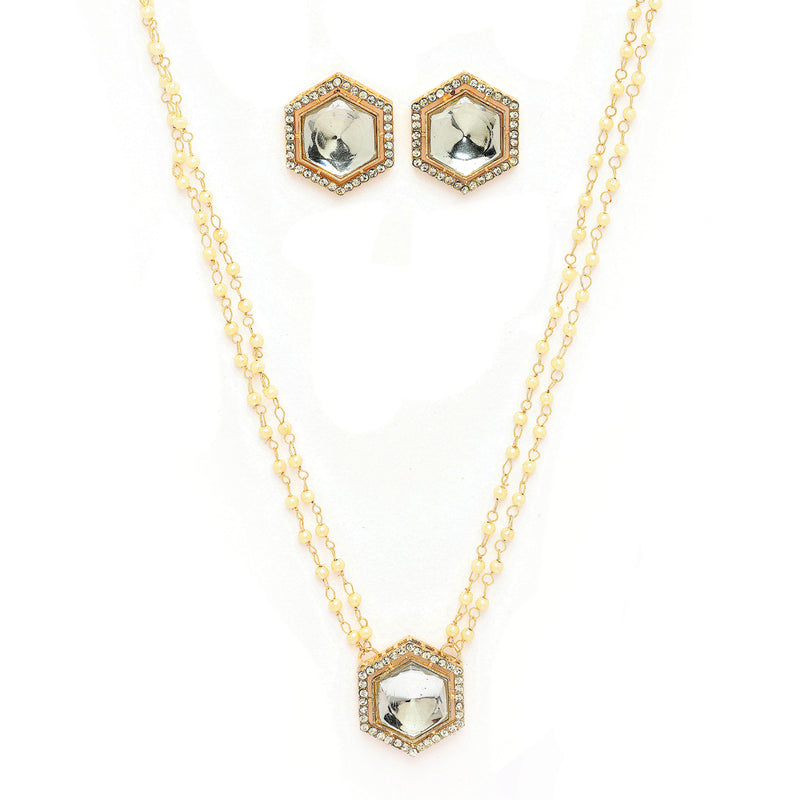 Gold Plate Kundan & Pearl Studded Jewellery Set