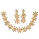 Gold Plated Floral Shaped White American Diamond Studded Jewellery Set