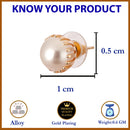 Earring Engraved Pearl Daily Office Wear Push Back Stud Jewellery For Girls and Women