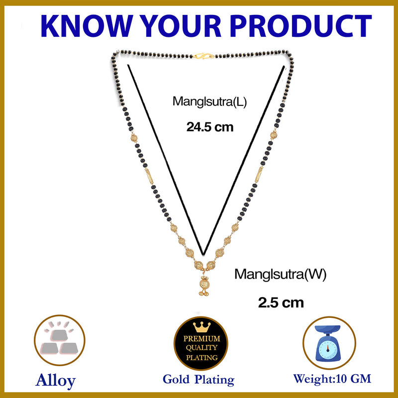 Gold Plated Brass Pearl With Black Bead Tanmaniya Nallapusalu Chain for Women