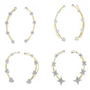 Gold Plated Elegant Star & Pearl Ear Climber Ear Cuffs