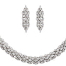 Rhodium-Plated with Silver-Tone & White American Diamond Studded Jewellery Set