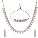 ZENEME Set of 3 Rhodium Plated AD Necklace Set & Bracelet Jewellery Set For Women & Girls