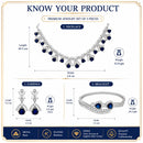 ZENEME Set of 3 Rhodium Plated AD Floral Fringe Bracelets & Necklace Set Jewellery Set For Women & Girls Silver Toned
