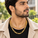 Gold Plated Figaro & Snake Link Chain Combo for Men & Boys